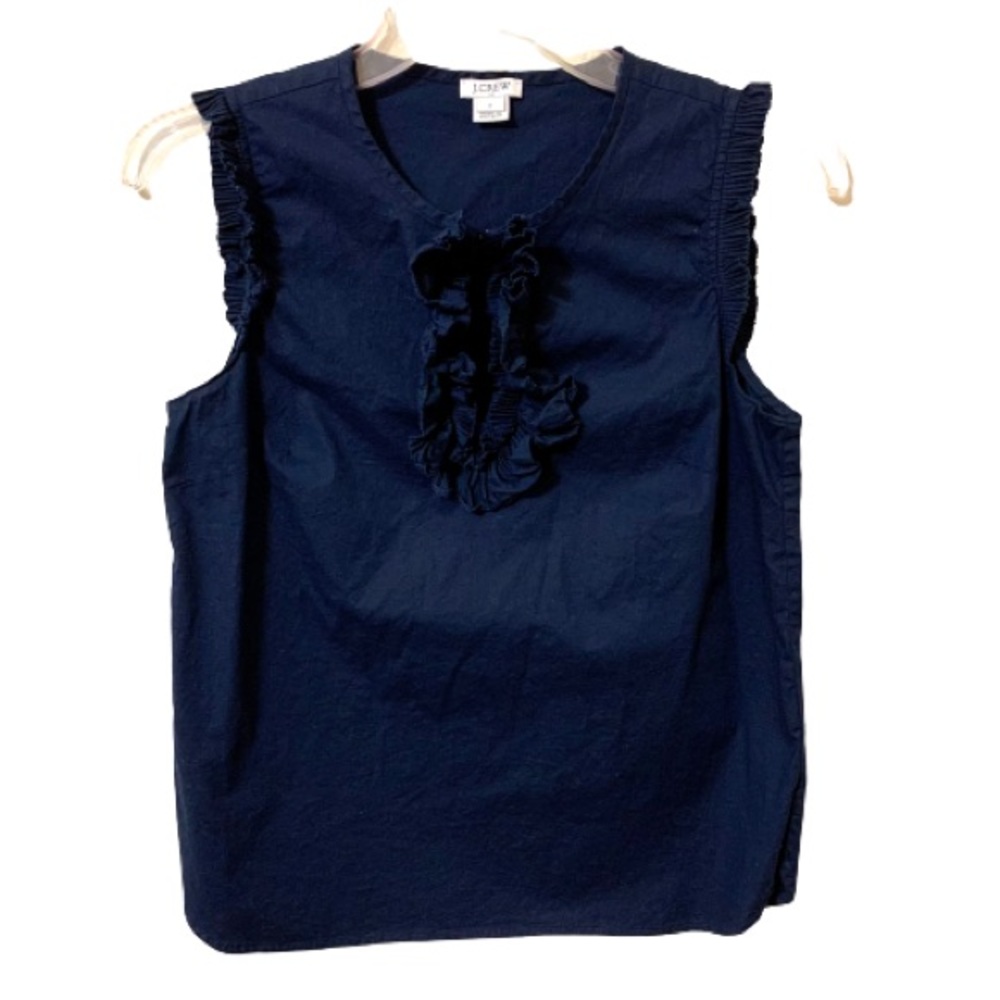 J. Crew Sleeveless Ruffle Top - Dark Blue - Size 2